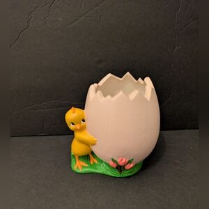 Easter Egg Ad Chick Hand Painted Open Eggshell Home Accent 5 x 5